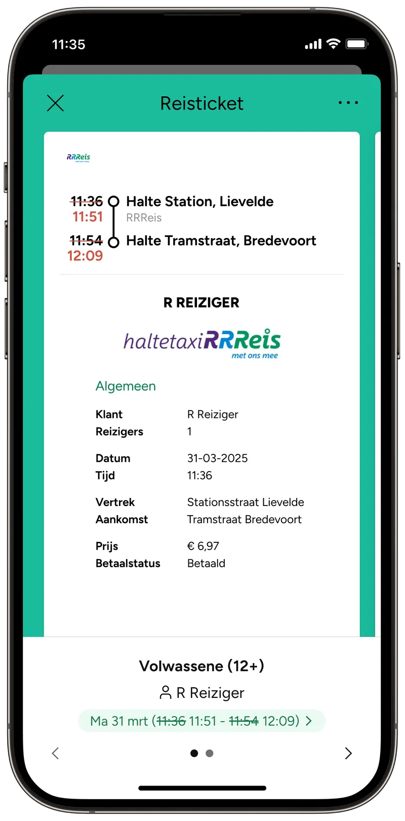 haltetaxiRRReis reservering in de 9292 app