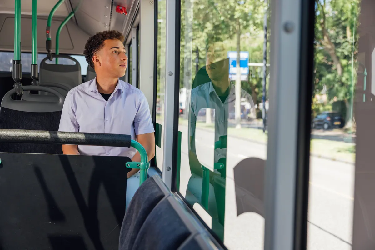 student in bus