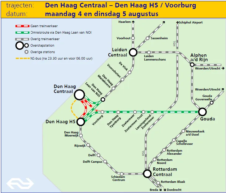 Werkzaamheden Den Haag 4 en 5 augustus