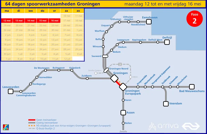 werkzaamheden groningen 12-16 mei
