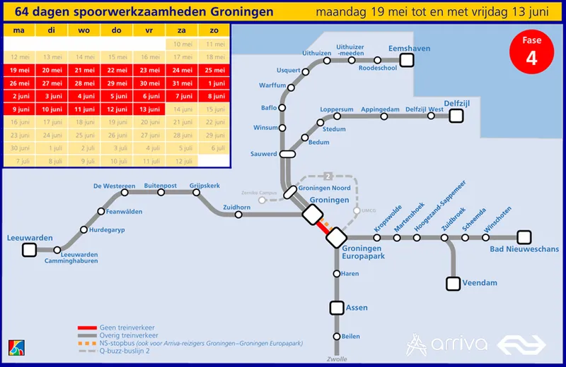 werkzaamheden groningen 19 mei-13 jun